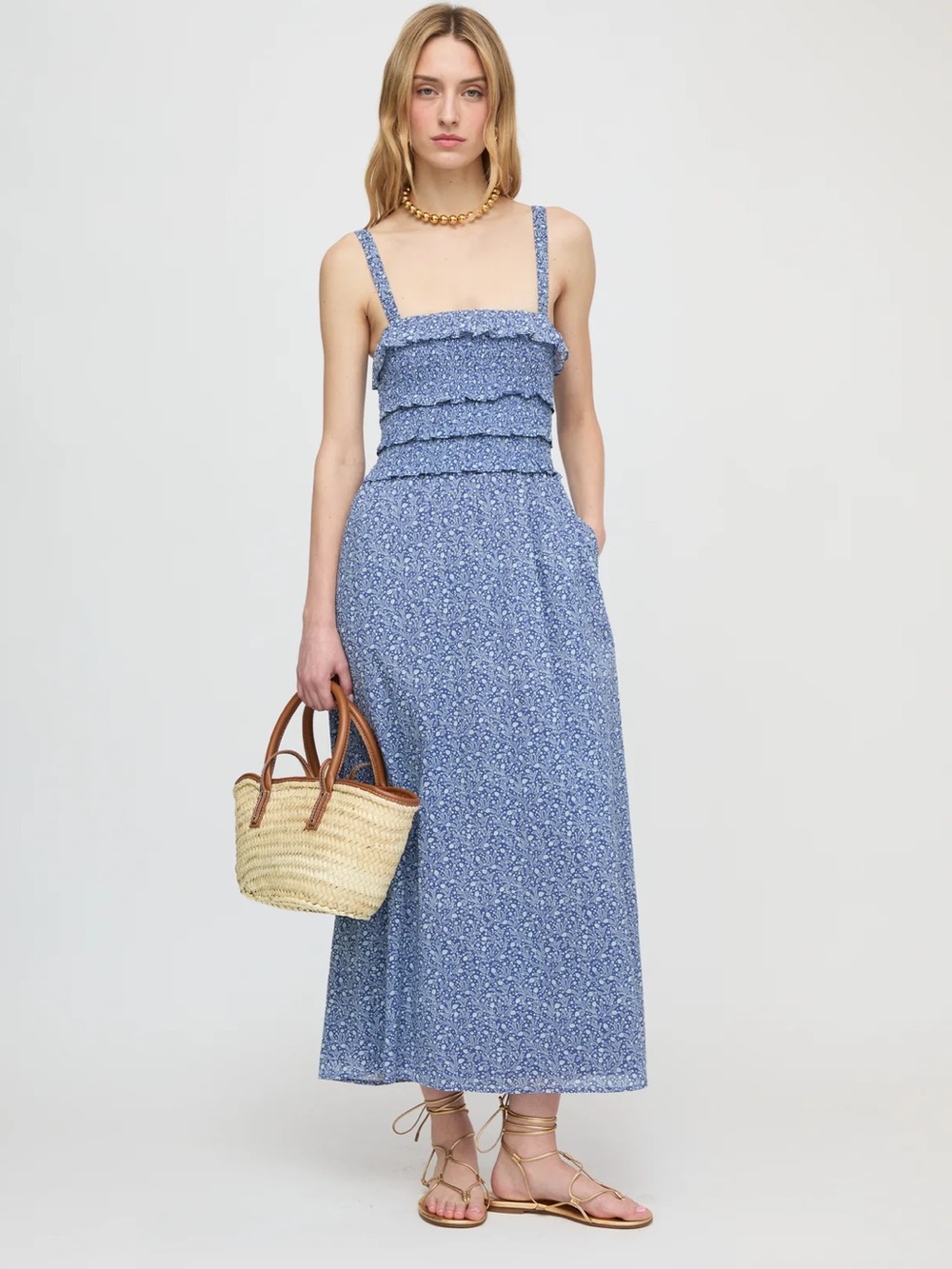 Hill House Analiese Nap Dress in Sky Blue Floral